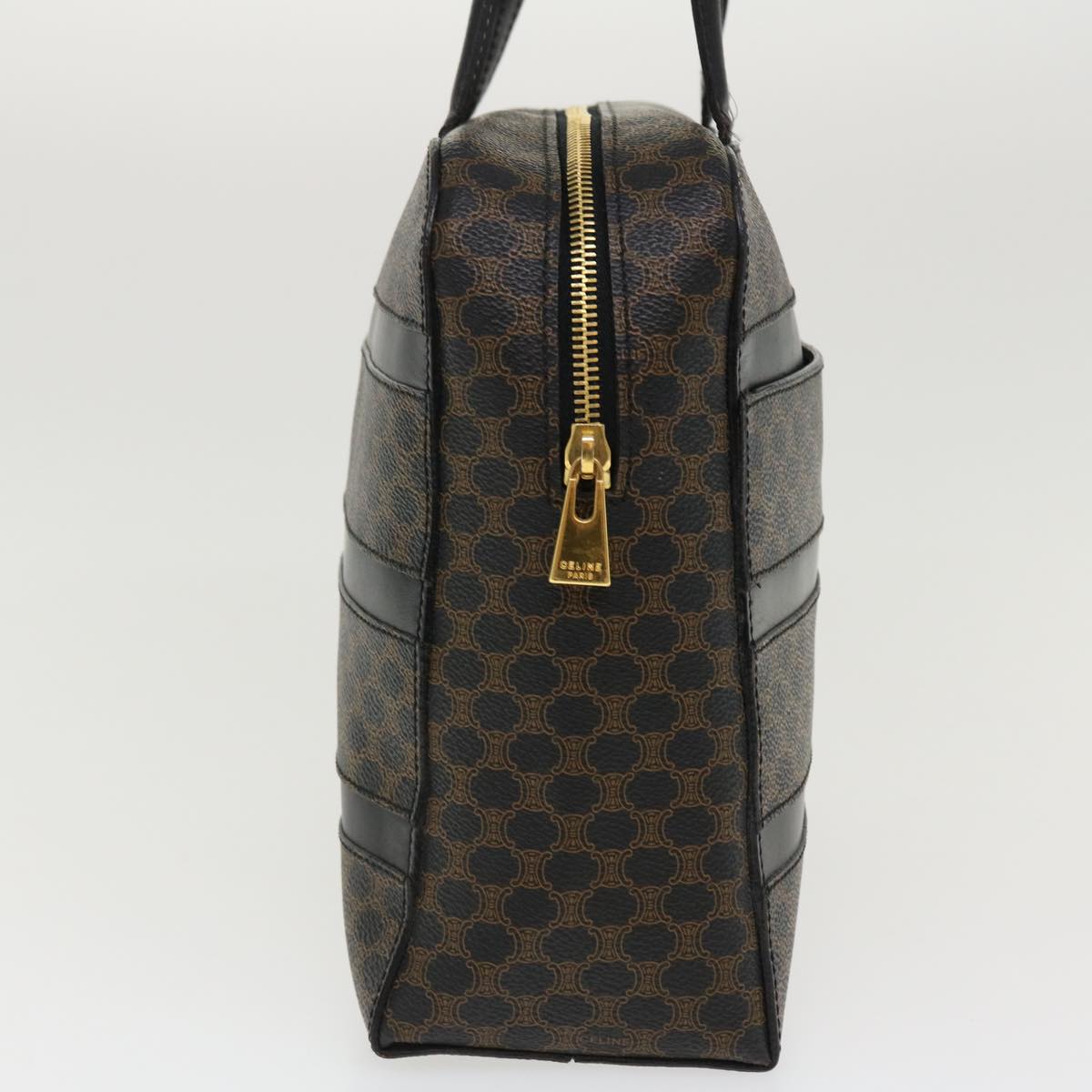 Luxury CELINE Macadam Canvas Hand Bag PVC Leather Black  37689