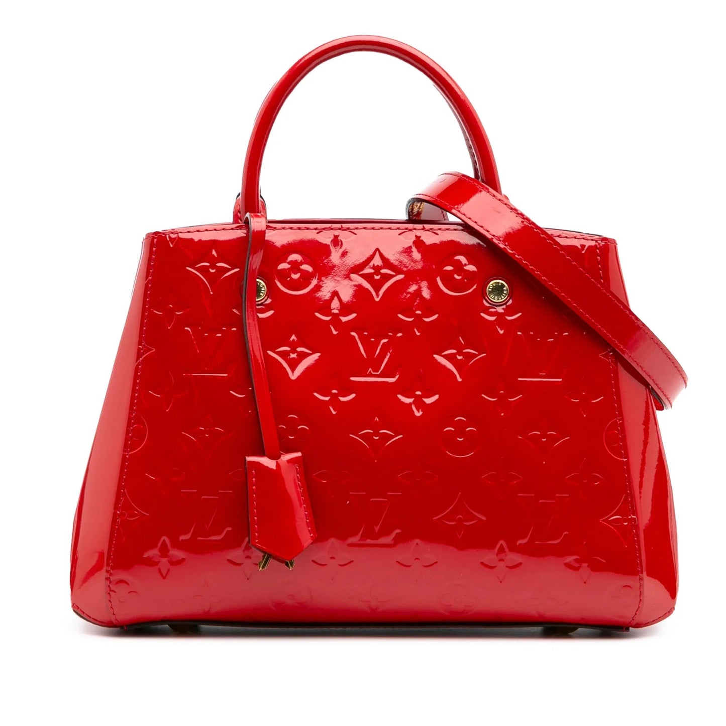 Red Louis Vuitton Monogram Vernis Montaigne BB Satchel