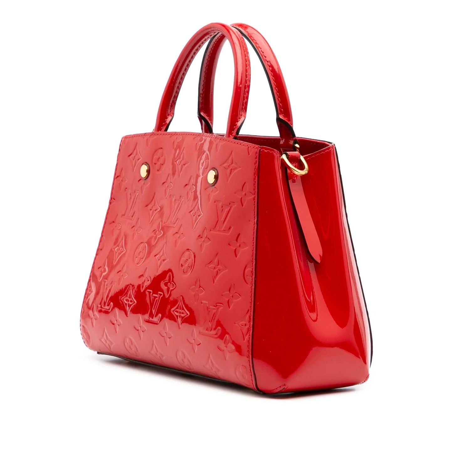 Red Louis Vuitton Monogram Vernis Montaigne BB Satchel