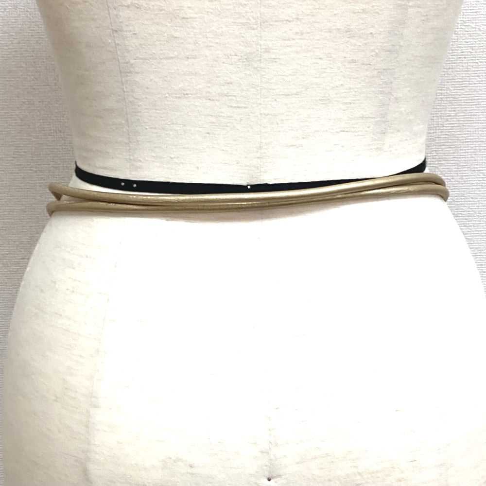 CHANEL belt leather gold 01C Fake pearl Women