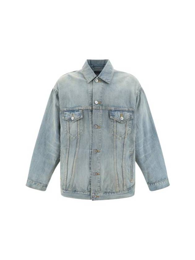 Luxury Balenciaga Trending 2026 Paris Tropical Denim Jacket Blue