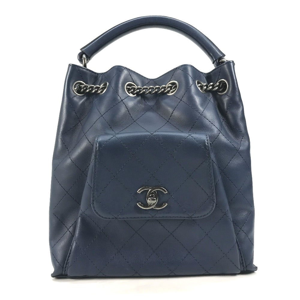 CHANEL Shoulder Bag leather blue Shoulder Matelasse CC COCO Mark Chain