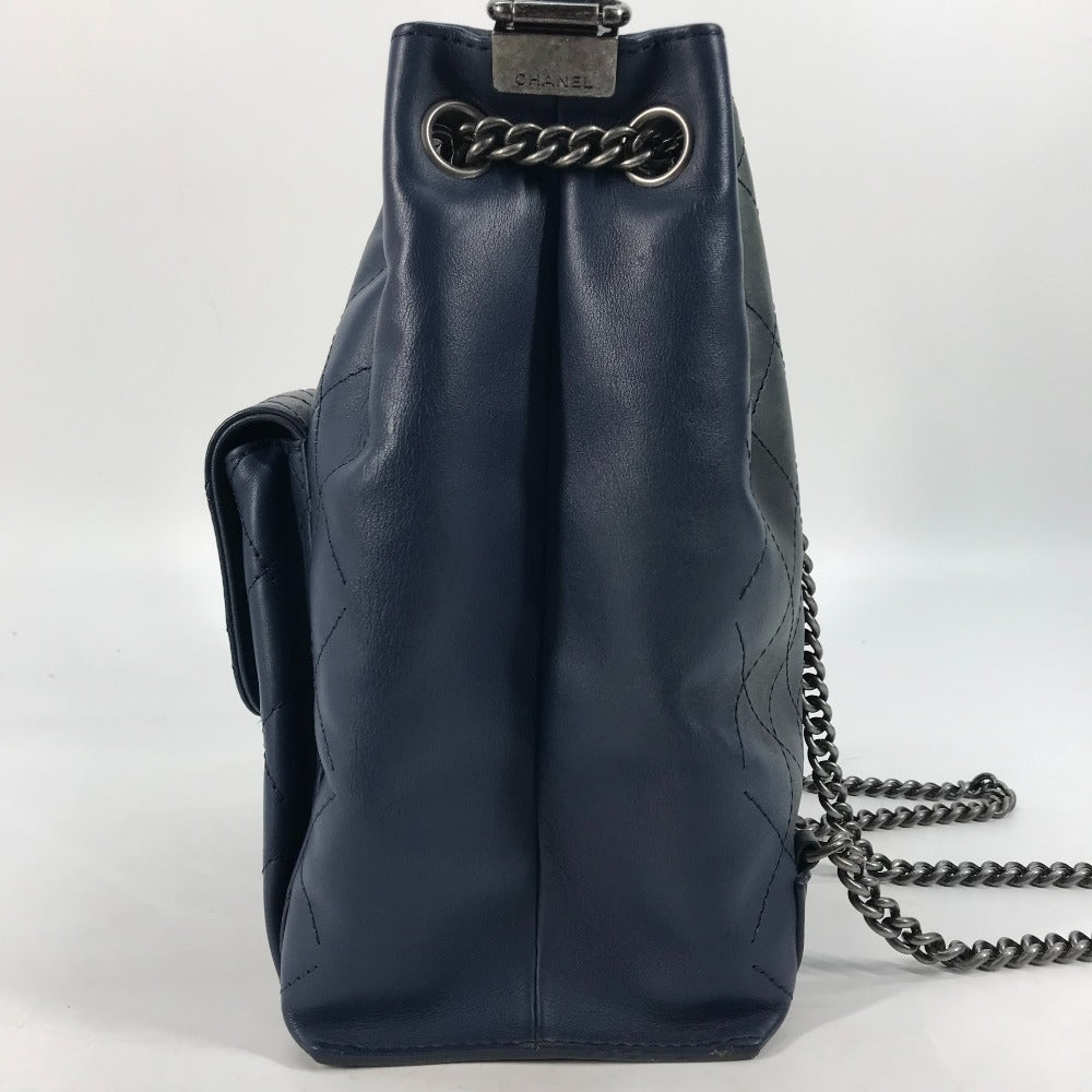 CHANEL Shoulder Bag leather blue Shoulder Matelasse CC COCO Mark Chain