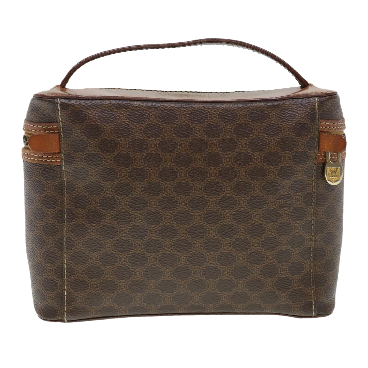 Luxury CELINE Macadam Canvas Hand Bag PVC Leather Brown  38356