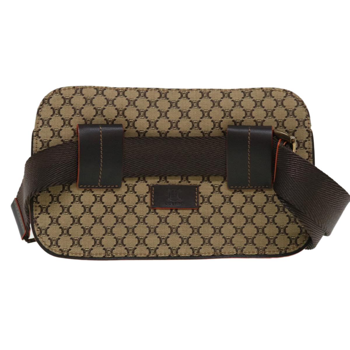 Luxury CELINE Macadam Canvas Waist Bag Beige Orange  38443
