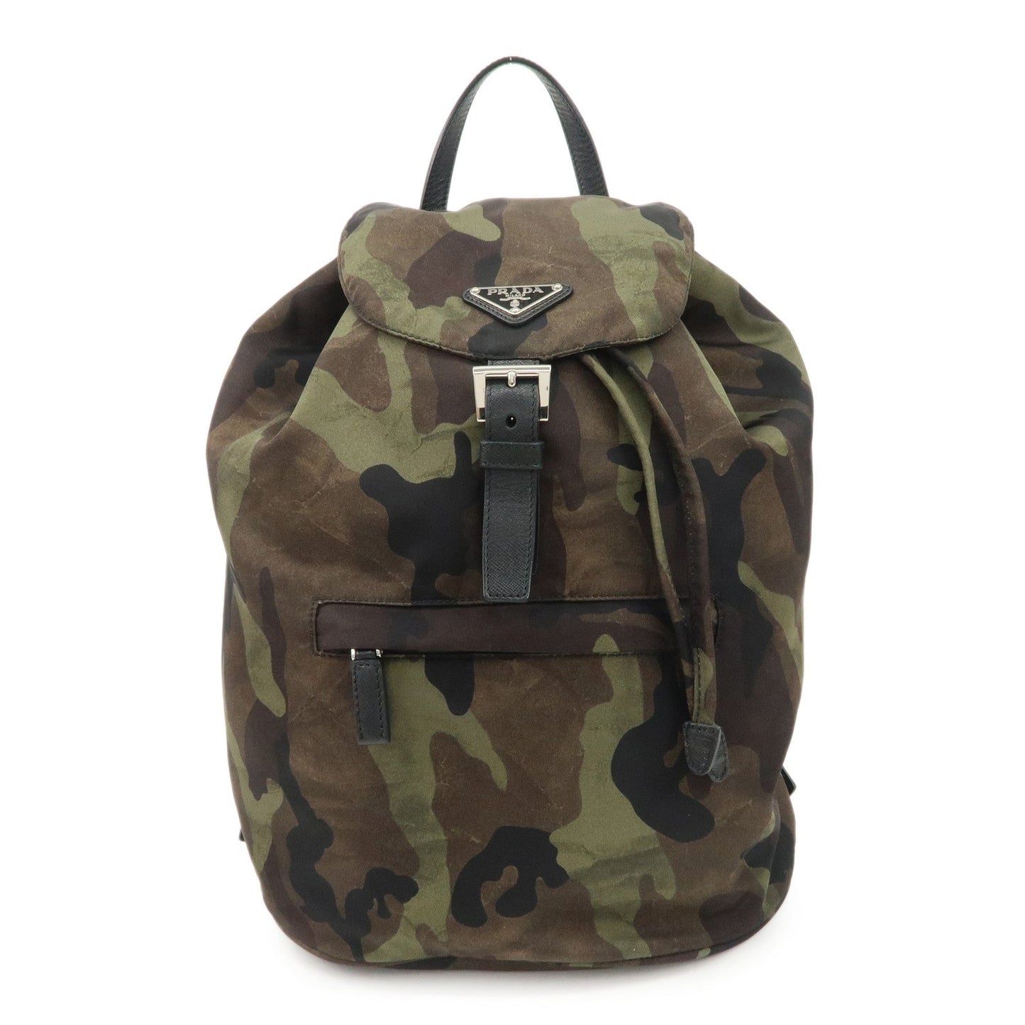PRADA Logo Nylon Leather Camouflage Back Pack Ruck Sack BZ0032