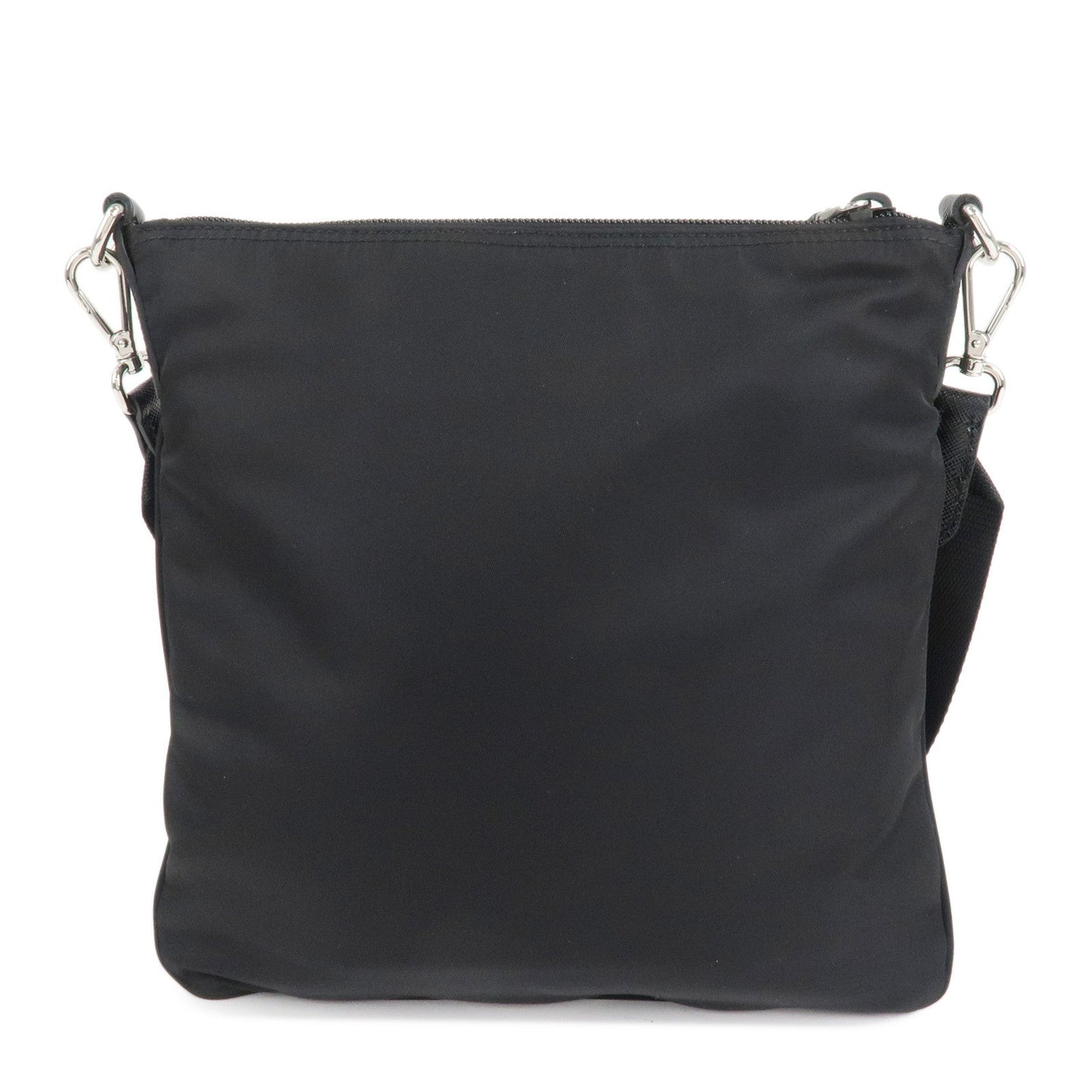 PRADA Triangle Logo Nylon Leather Shoulder Bag Crossbody Bag Black 1BH716