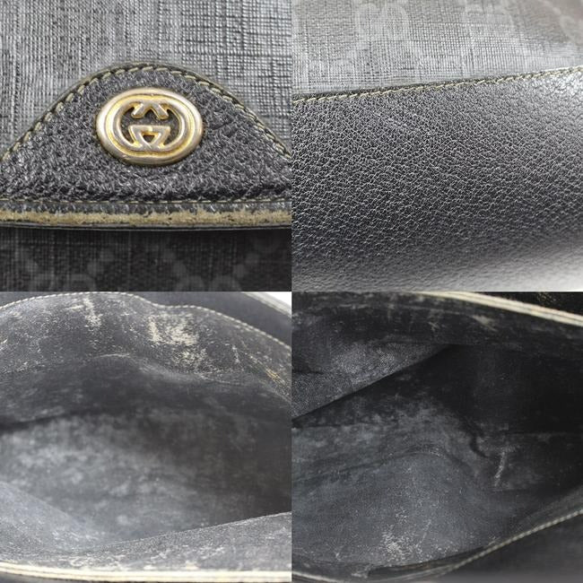 Gucci Vintage Black Large G Logo Print Coated Canvas And Black Leather Hobo Bag