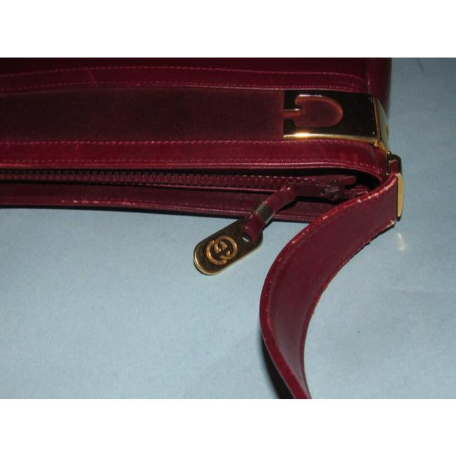 Gucci Vintage Pursesdesigner Purses Burgundy With Gold Accents Leather Hobo Bag