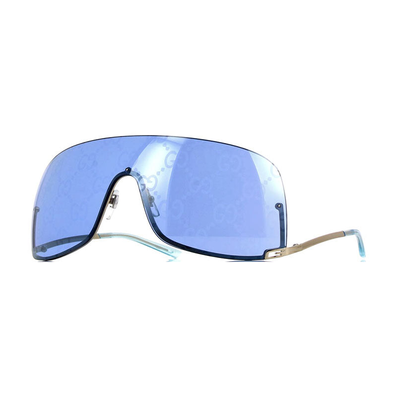 Gucci Sunglasses Shield Semi Rim, Gold Frame and Grey Lens GG1560S001