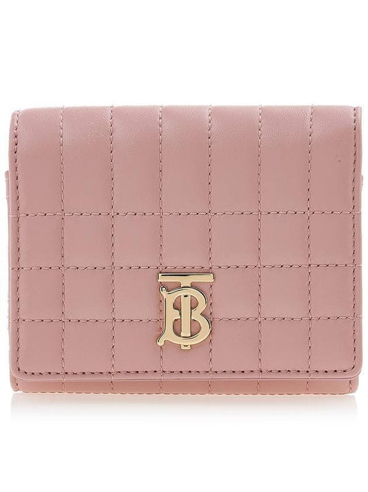 Luxury Burberry Lola Quilted Leather Folding Wallet Dusty Pink