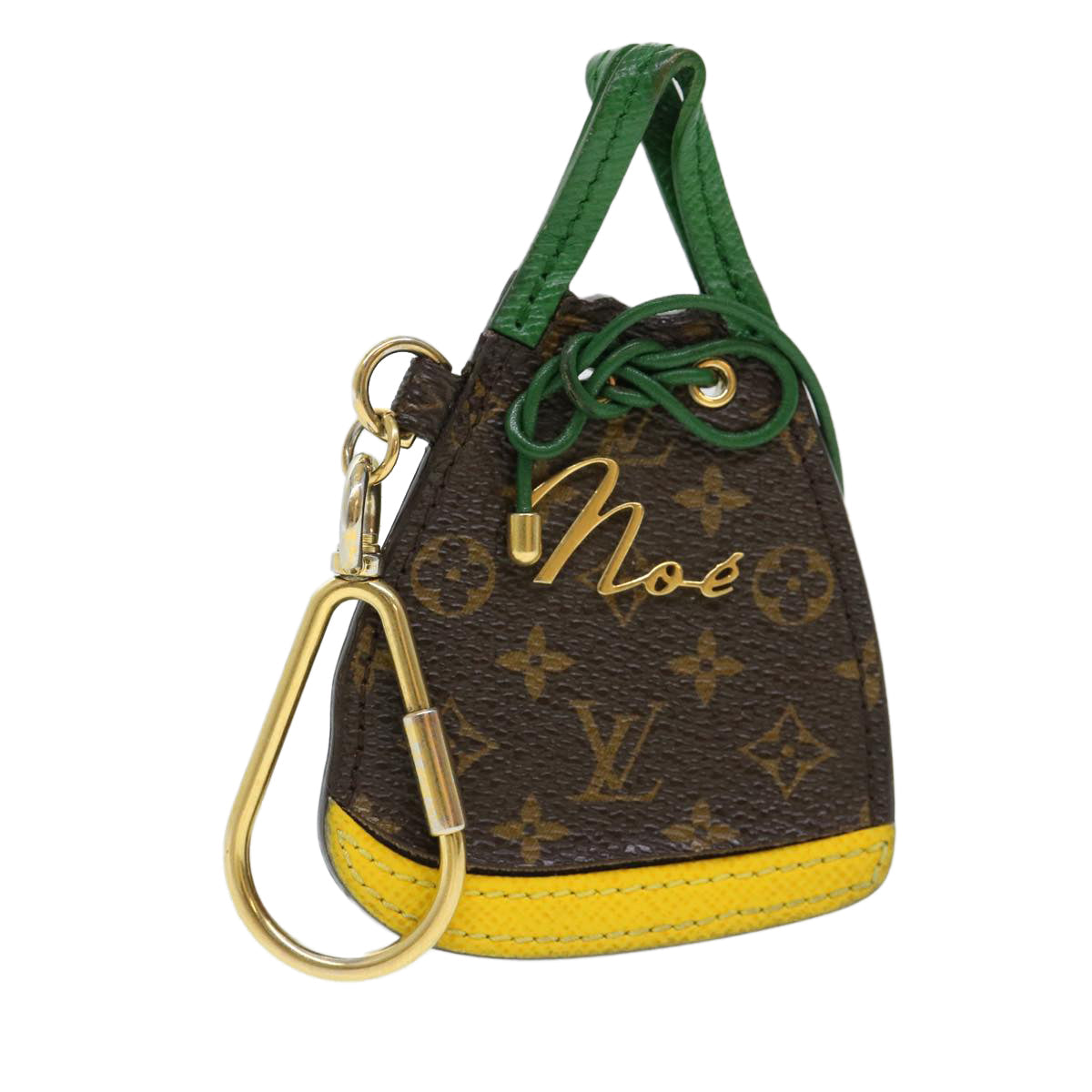 LOUIS VUITTON Porte Cles BB Noe Key Holder Green Yellow M66182 LV 38961