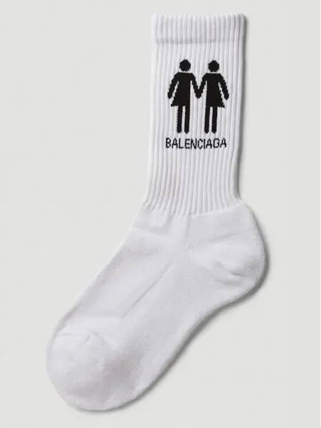 Luxury Balenciaga Trending 2026 Pride Tennis Socks White