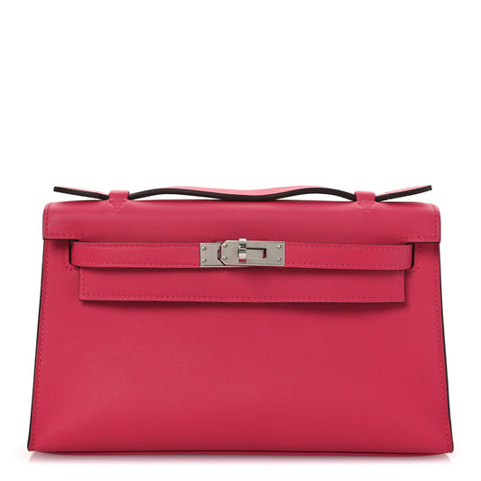 Hermes Swift Kelly Pochette Clutch Rose Extreme