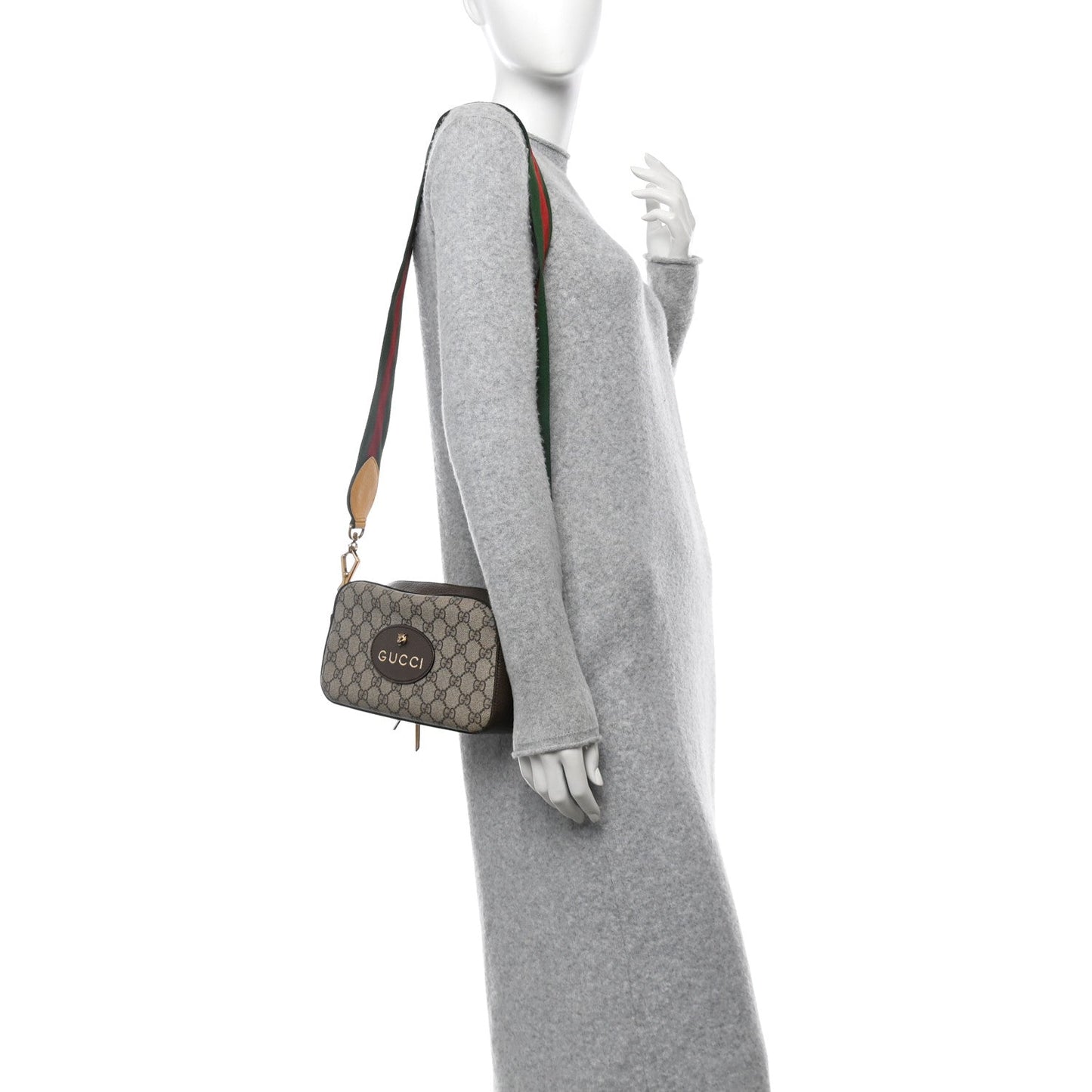 Gucci GG Supreme Monogram Web Neo   Shoulder Bag Beige New Acero Crop