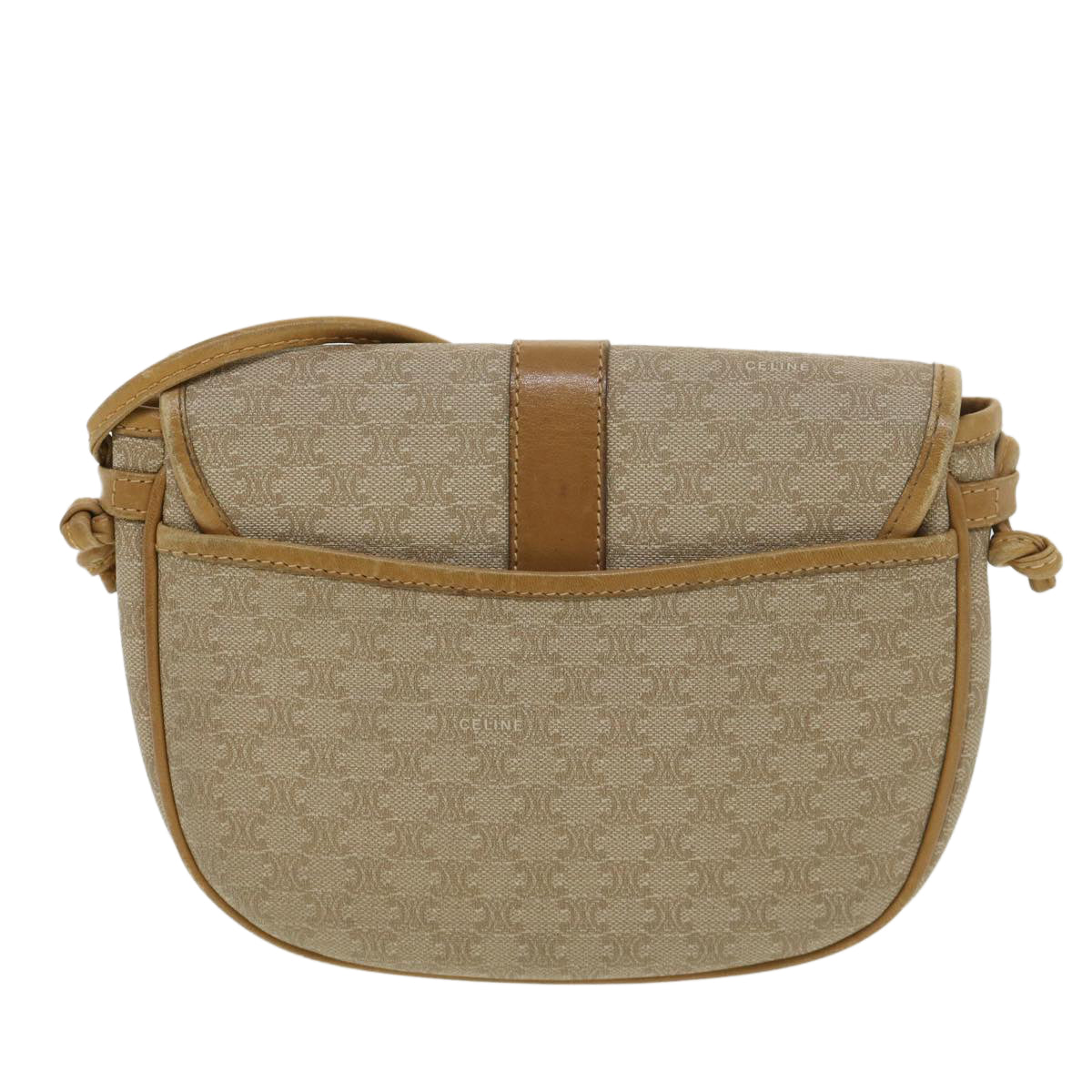 Luxury CELINE Macadam Canvas Shoulder Bag PVC Leather Beige  39182