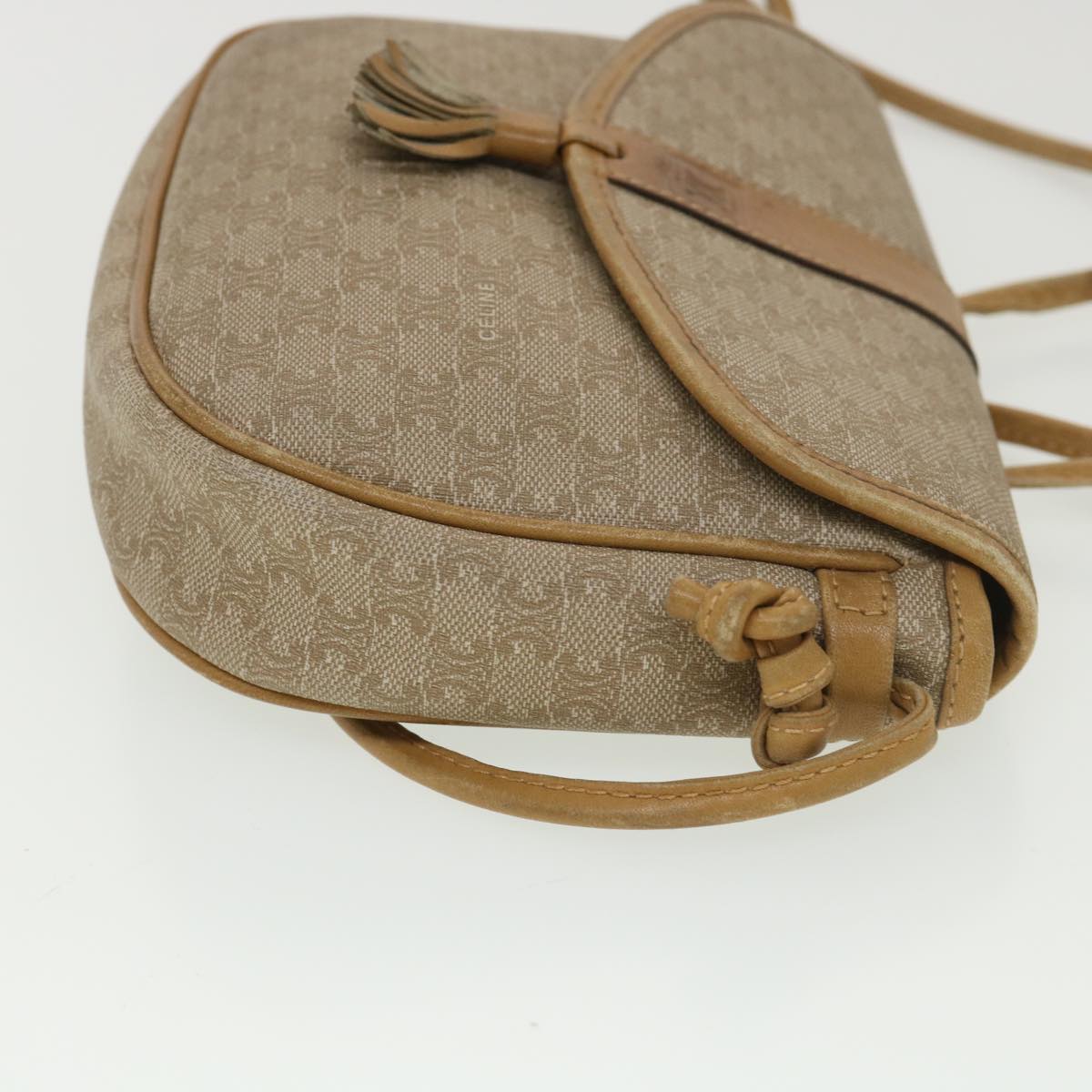 Luxury CELINE Macadam Canvas Shoulder Bag PVC Leather Beige  39182