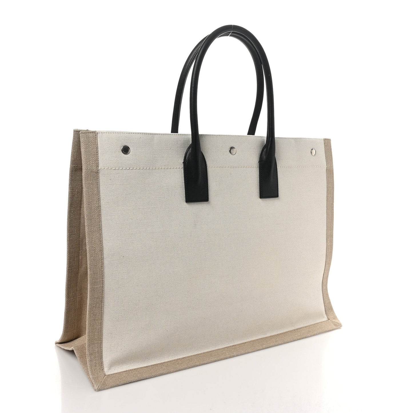 Saint Laurent Linen Calfskin Rive Gauche Tote Greggio Natural