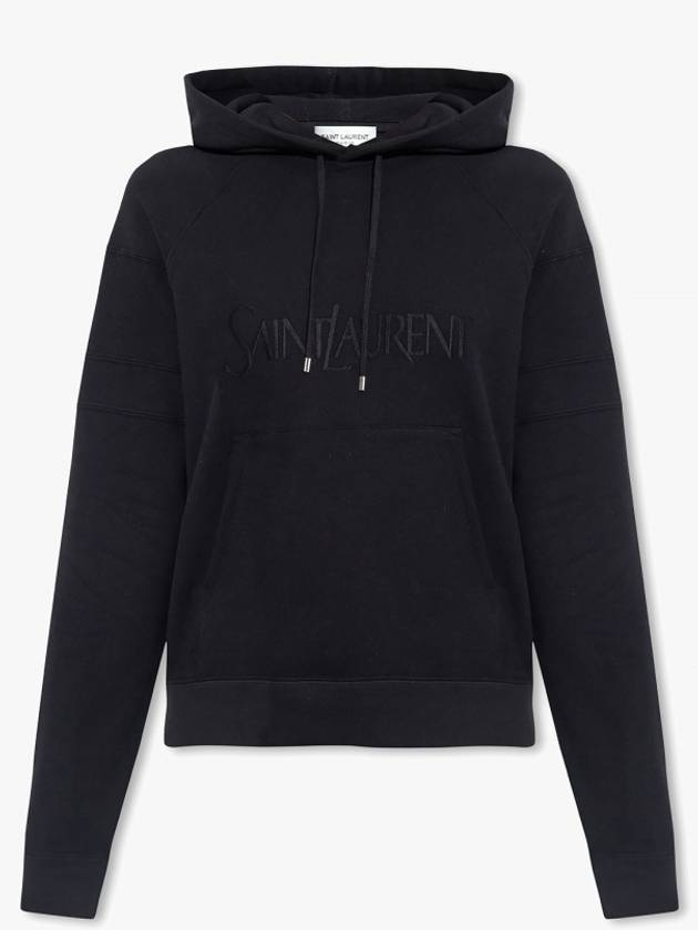 Luxury Saint Laurent Trending 2025 Front Logo Cotton Hoodie Black