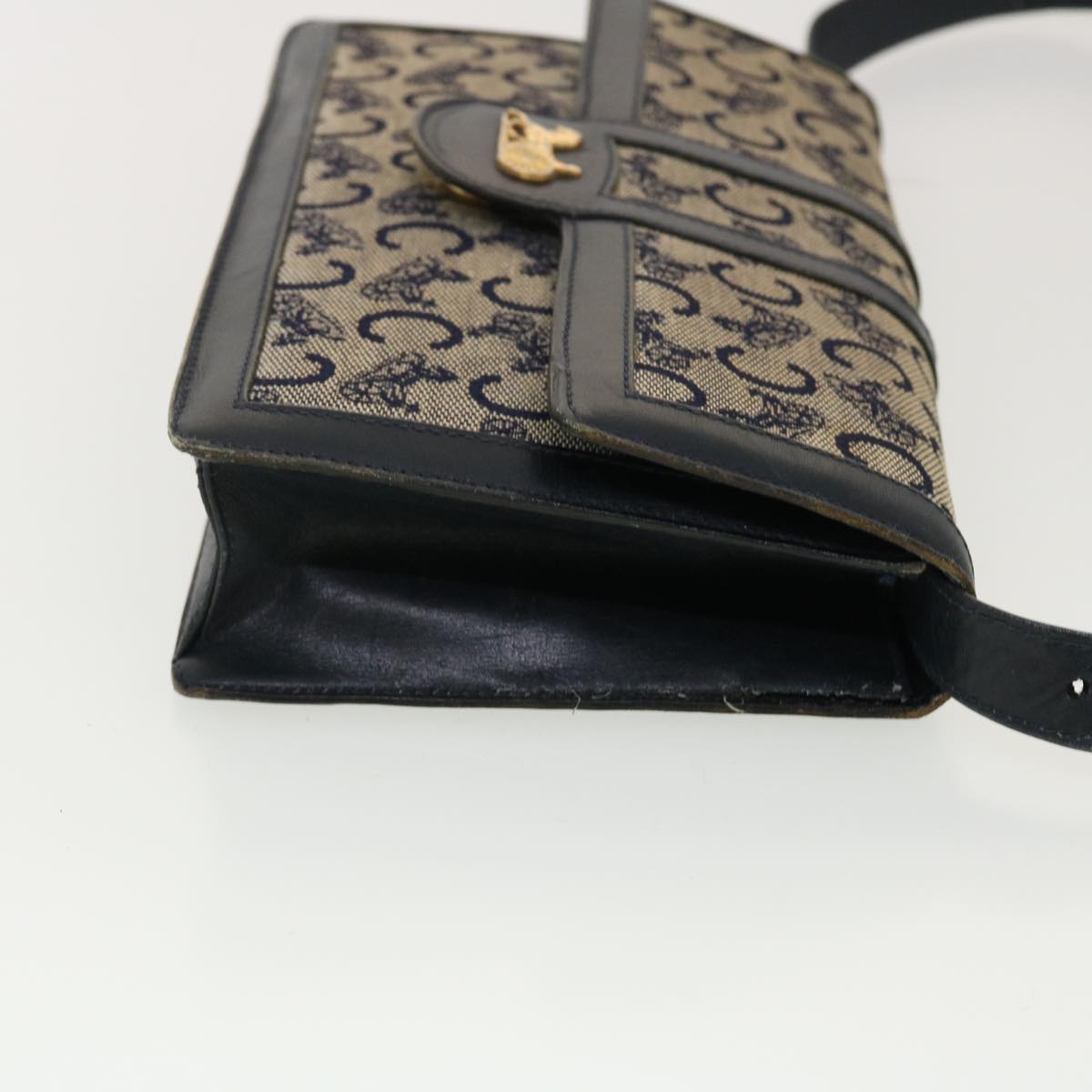 Luxury CELINE C Macadam Canvas Shoulder Bag Navy  39617