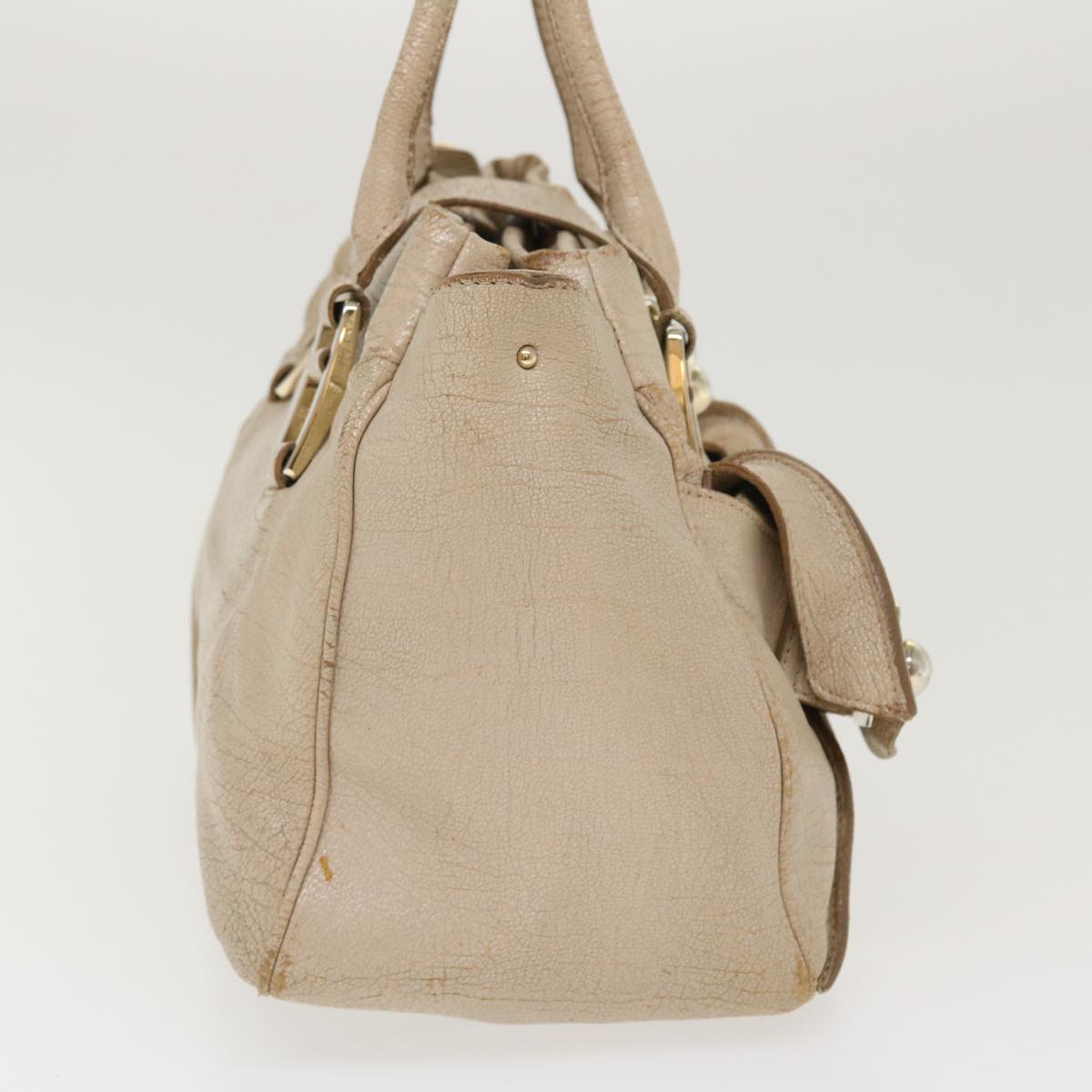 Luxury CELINE Hand Bag Leather 2way Beige  39619