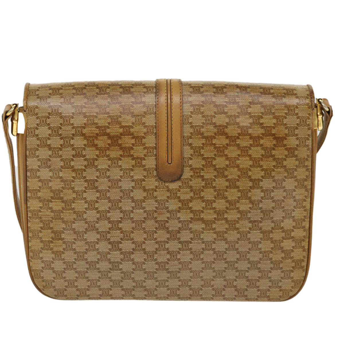 Luxury CELINE Macadam Canvas Shoulder Bag PVC Leather Beige  39942