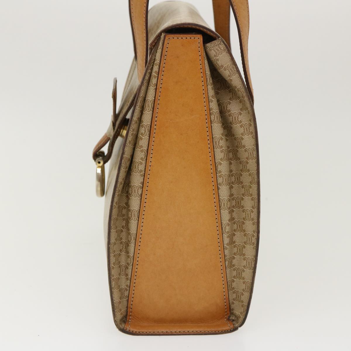 Luxury CELINE Macadam Canvas Shoulder Bag PVC Leather Brown Beige  39943