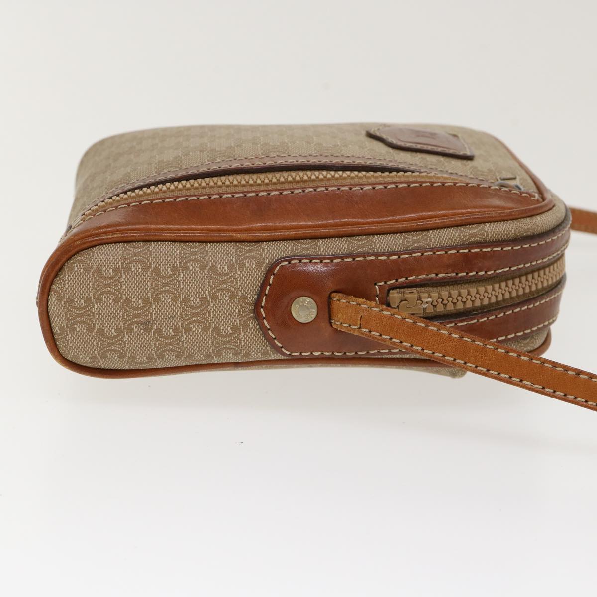 Luxury CELINE Macadam Canvas Shoulder Bag PVC Leather Beige  39944