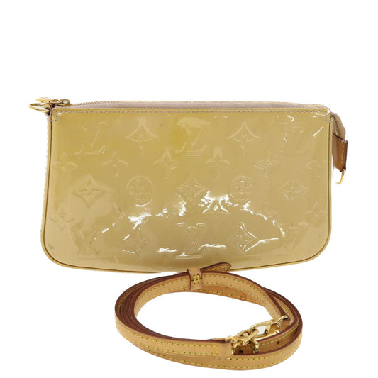LOUIS VUITTON Monogram Vernis Pochette Accessoires Pouch Beige M90072 LV 39973