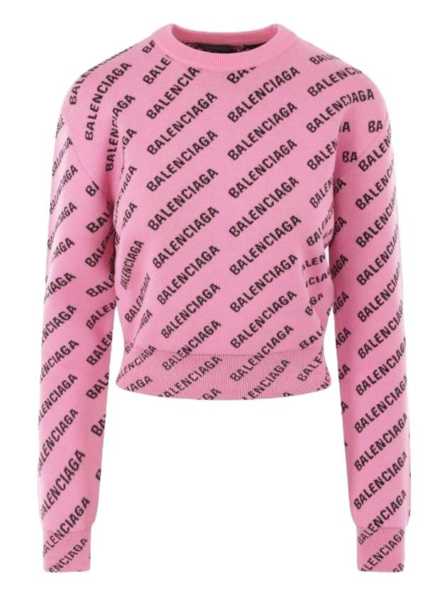 Luxury Balenciaga Trending 2026 Mini All-Over Logo Knit Top Pink