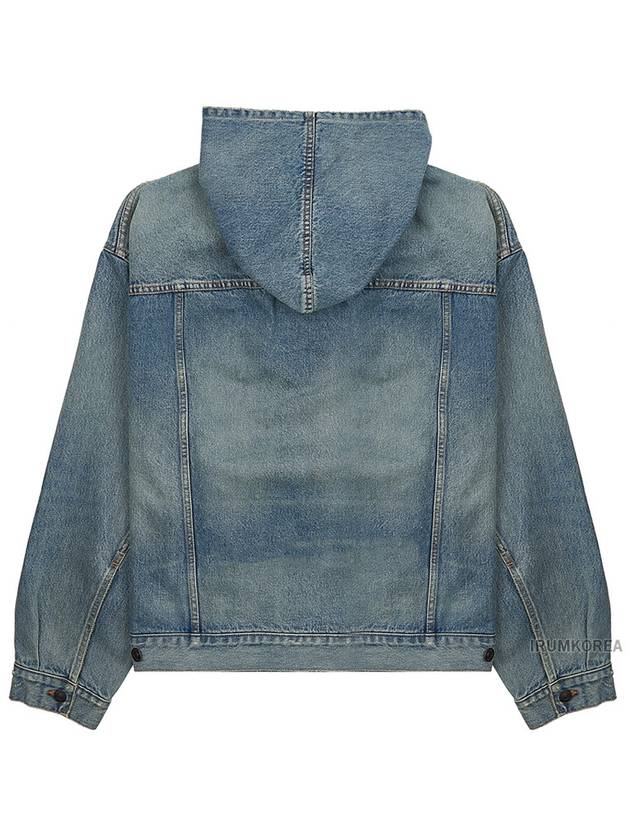 Luxury Balenciaga Trending 2026 Washed Effect Denim Hoodie Blue