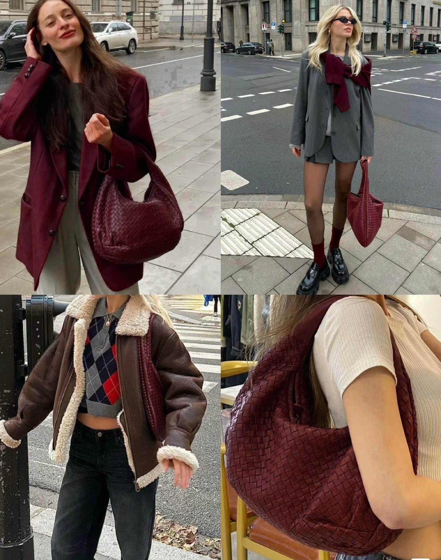 Bottega Veneta Belly Hobo Intrecciato Burgundy Ancora Red Large 50cm