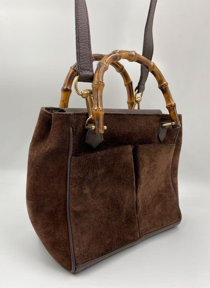 Gucci Bamboo Leather Suede Tote Style 2