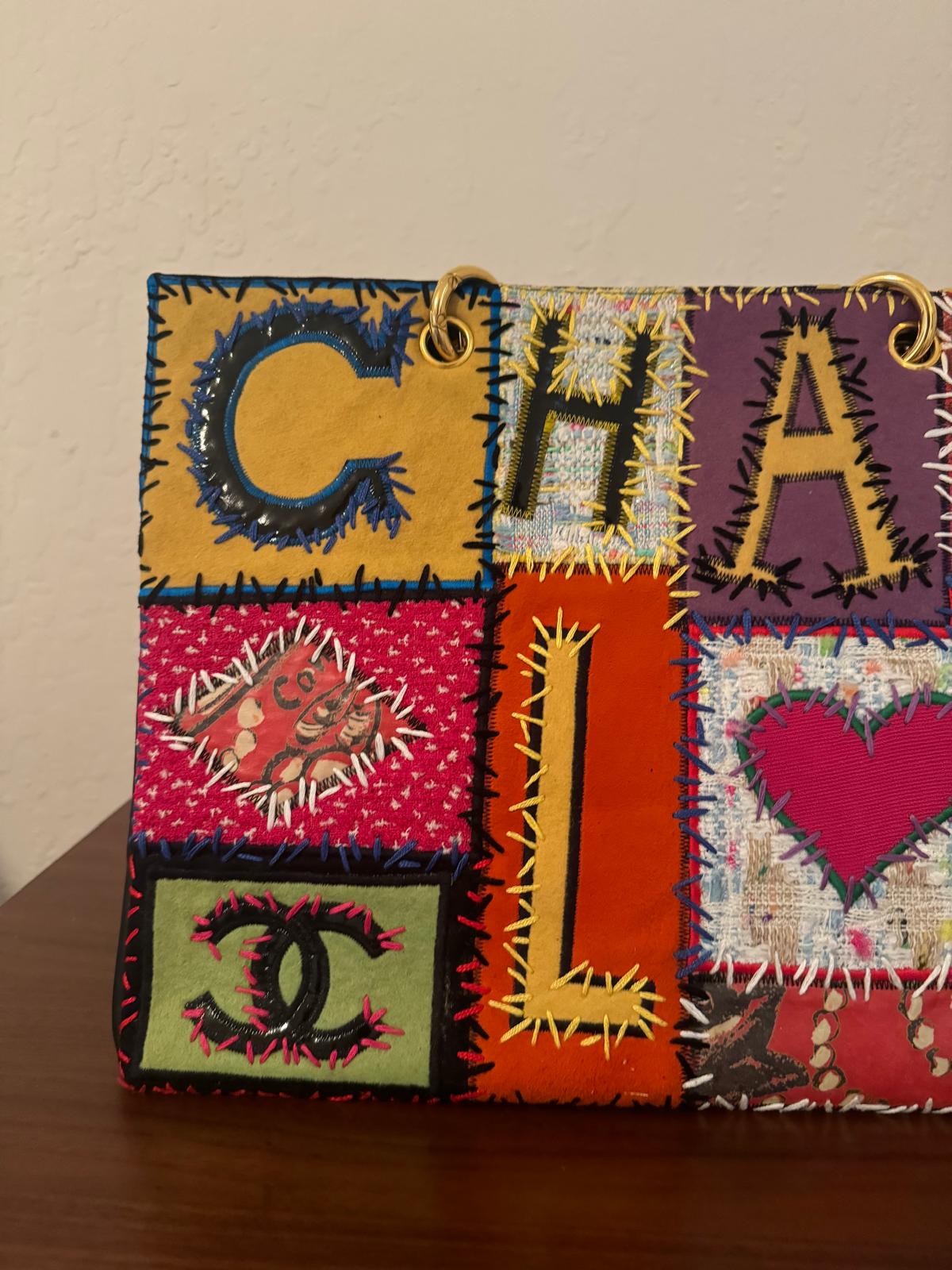 Chanel  1993 couture patchwork tote