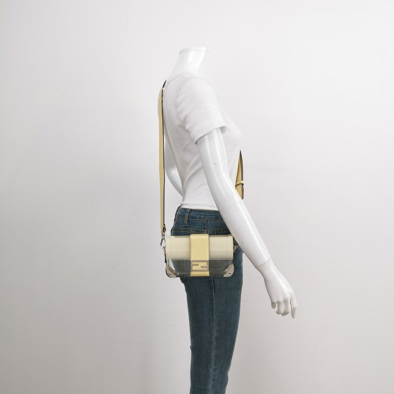 Fendi Baguette Mini Box Yellow/Clear Acrylic Plexiglass and Leather Crossbody Bag