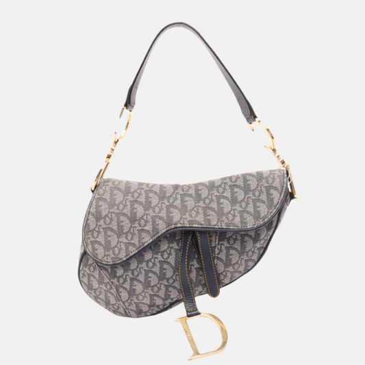 Dior Saddle Vintage Navy Oblique with Multicolor Silk Lining