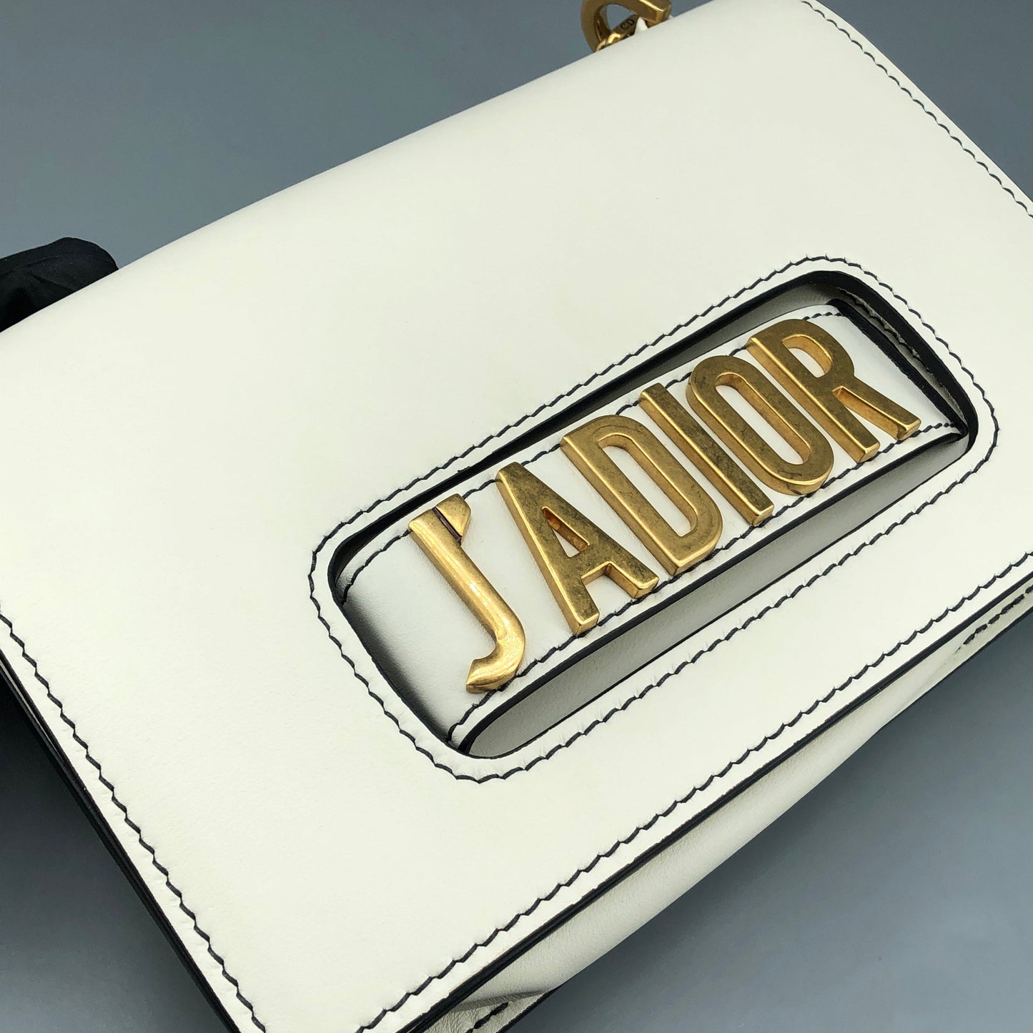 Christian Dior White Smooth Leather J'ADIOR Flap Chain Shoulder Bag