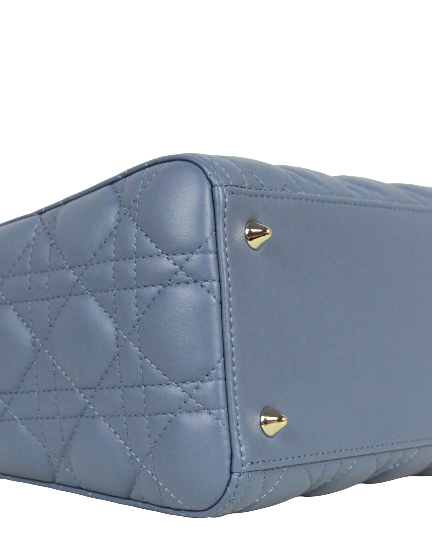 Christian Dior Slate Blue Leather Cannage Quilted Medium Lady Dior Bag