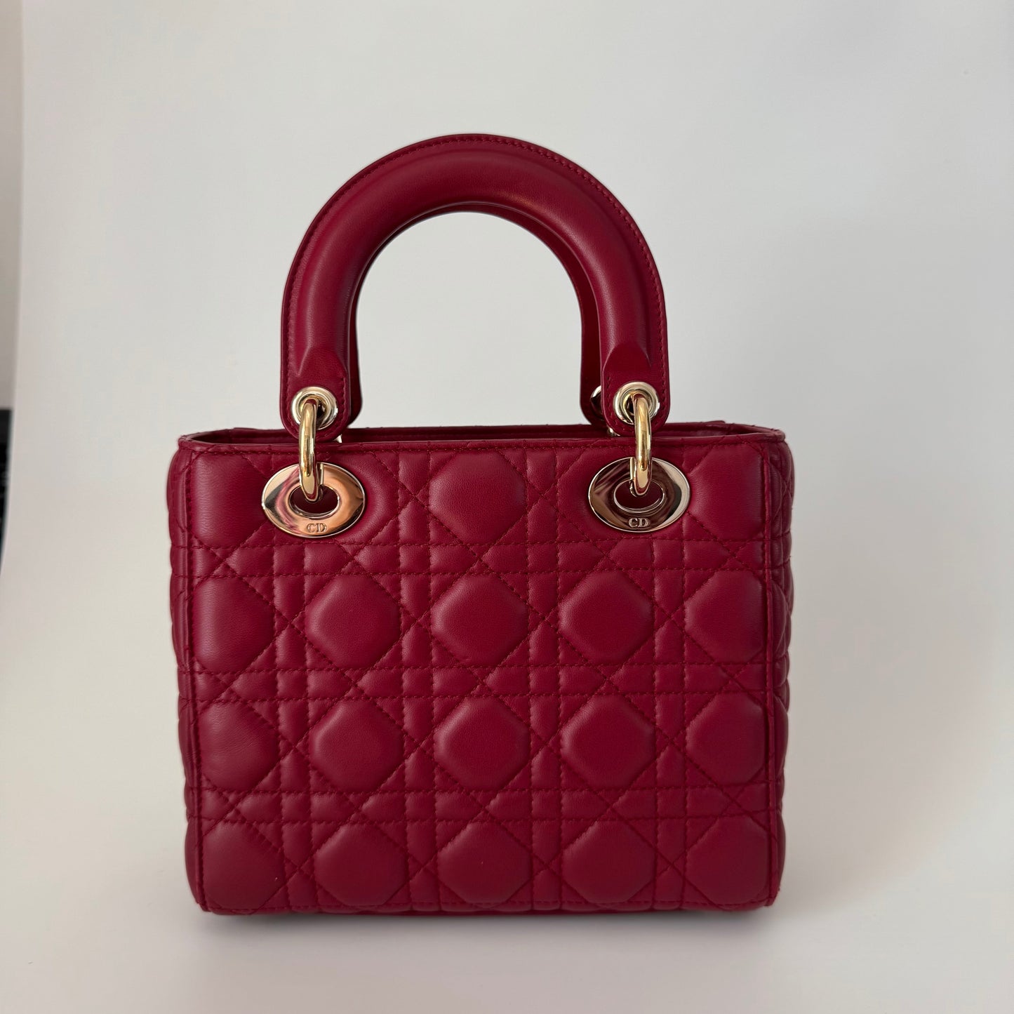 Lady Dior Small My Abcdior Burgundy Lambskin Cannage Leather Gold Hardware 2017