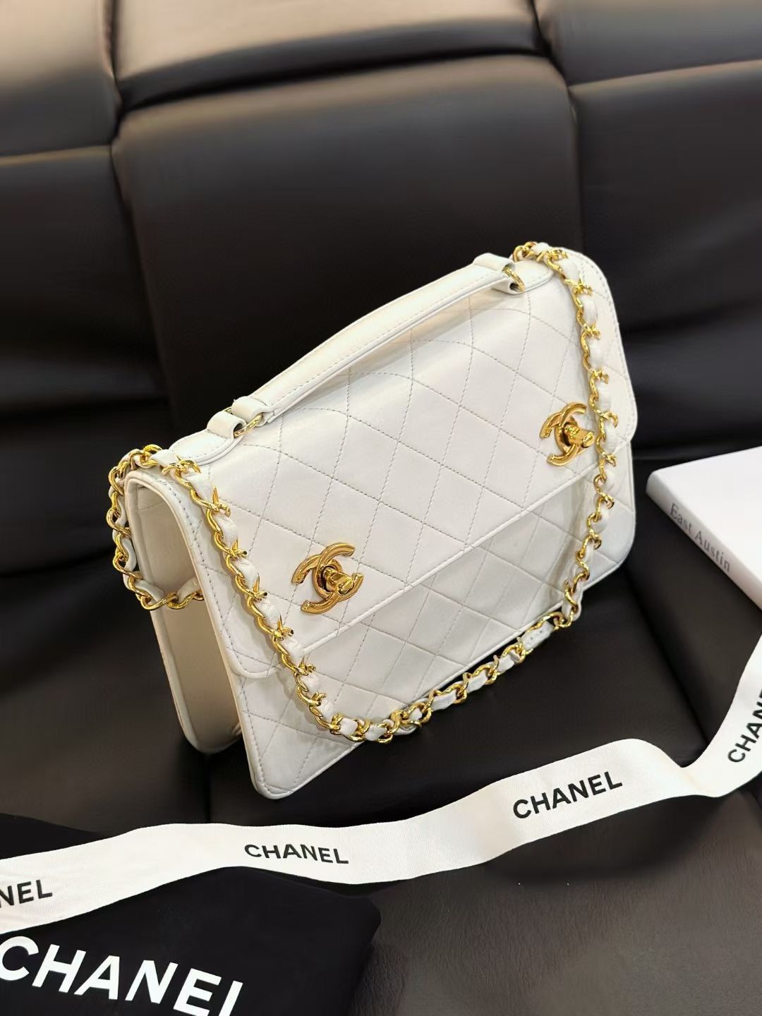 Chanel  Timeless Classic CC Double Turn Lock Bag White