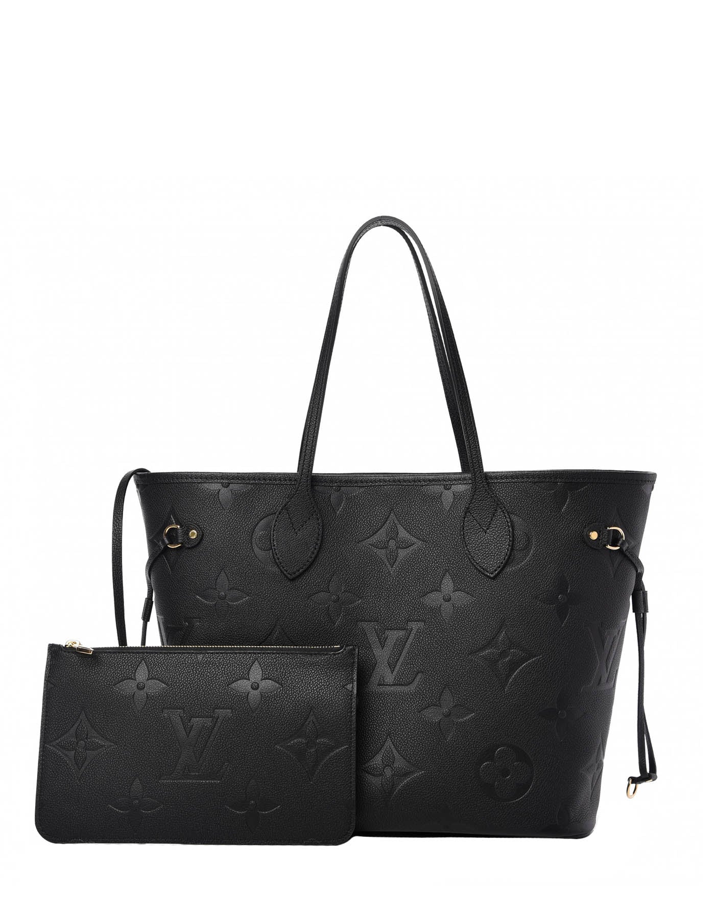 Louis Vuitton '21 Black Monogram Empreinte Leather Neverfull MM Tote Bag