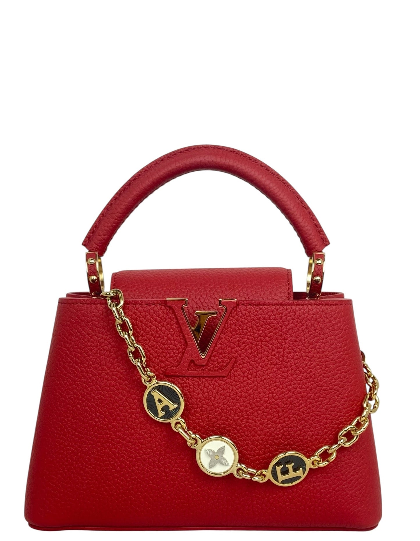 Louis Vuitton Gold/Red My Capucine "AF" Initial Chain Strap