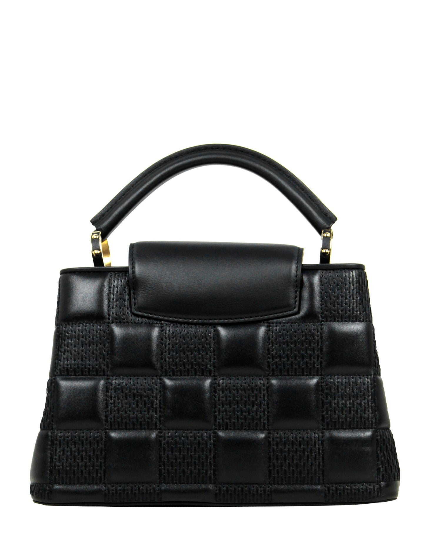 Louis Vuitton NEW Black Lambskin Leather Quilted Capucines BB Bag