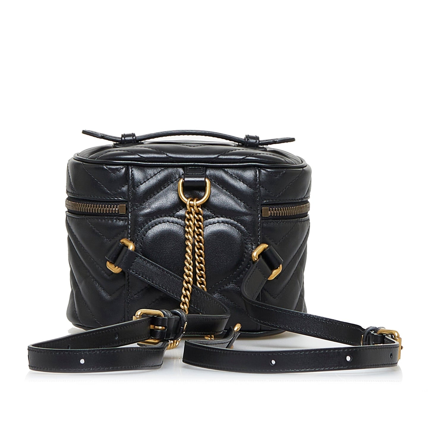 Gucci GG Marmont Black Quilted Chain Backpack