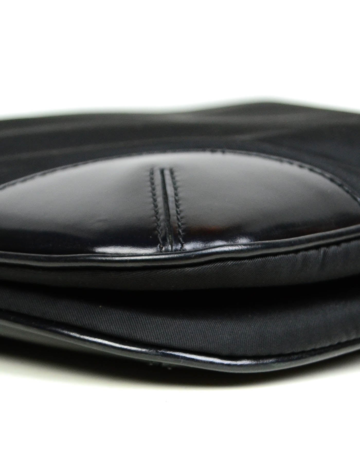Prada Black Flat Tessuto Nylon Crossbody Bag w/ Leather Trim
