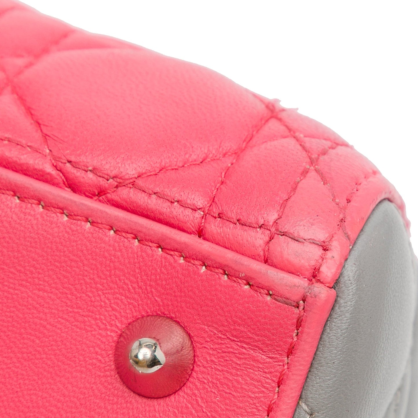 Pink Dior Medium Tricolor Lambskin Cannage Lady Dior Satchel