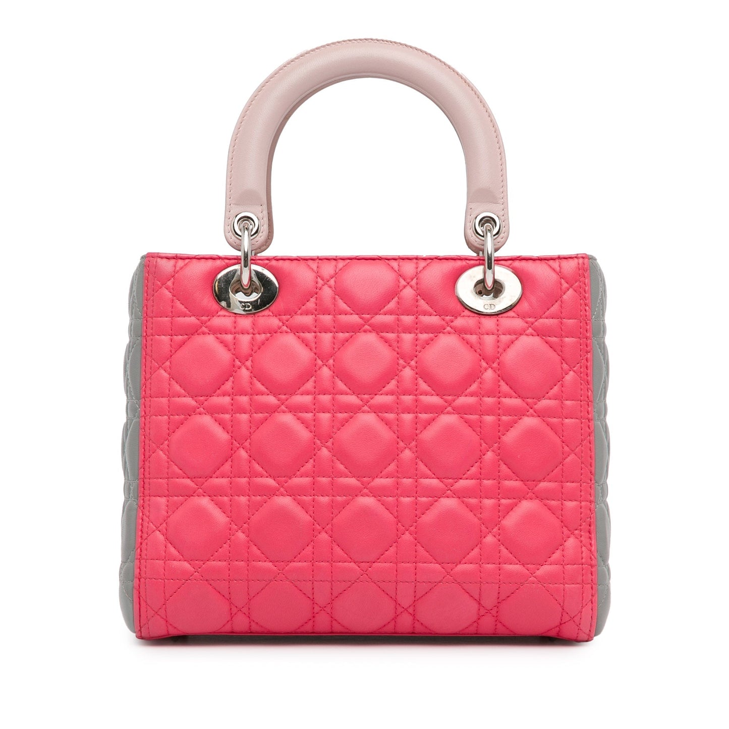 Pink Dior Medium Tricolor Lambskin Cannage Lady Dior Satchel