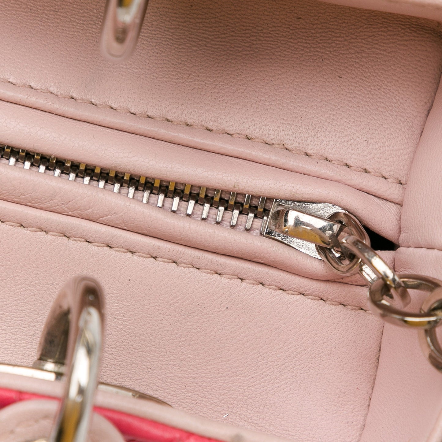 Pink Dior Medium Tricolor Lambskin Cannage Lady Dior Satchel