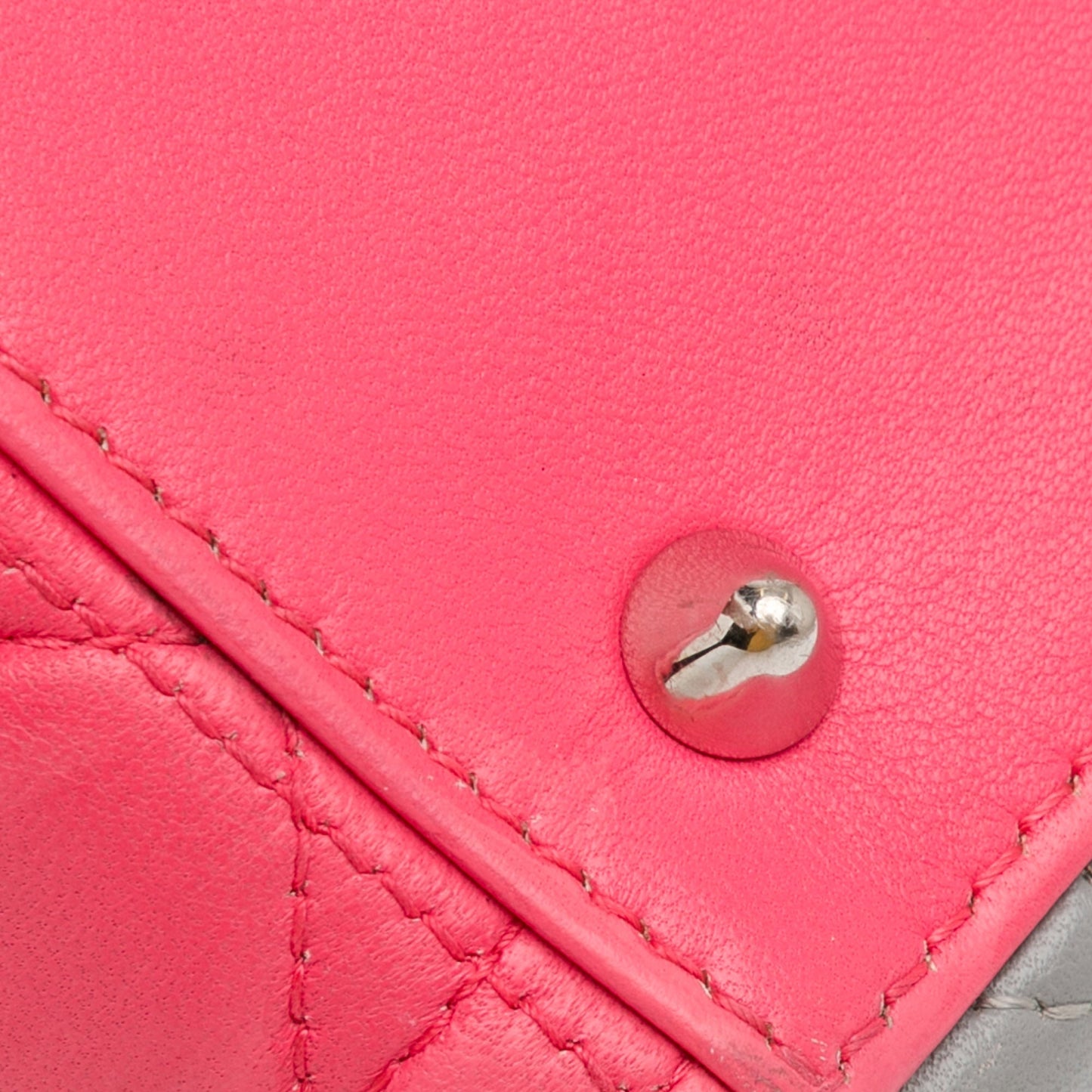 Pink Dior Medium Tricolor Lambskin Cannage Lady Dior Satchel