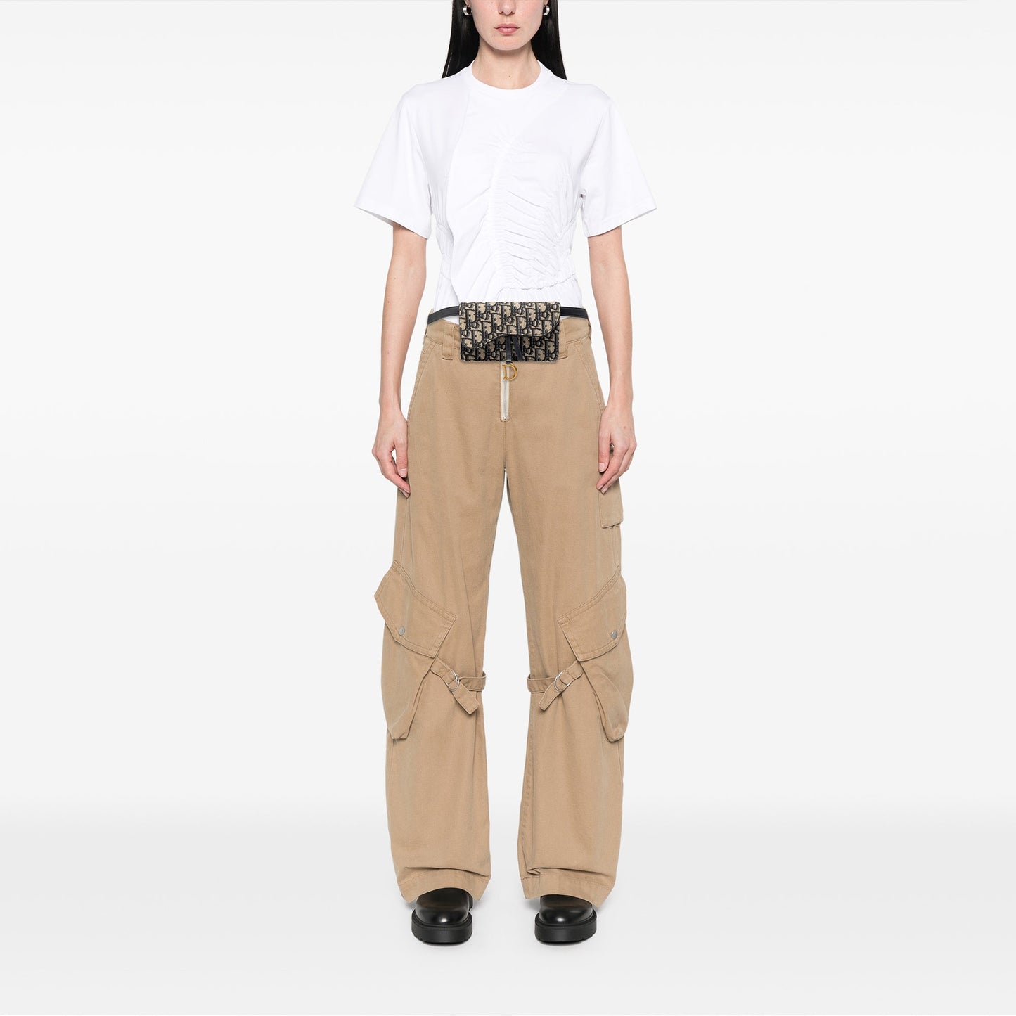 Blue Dior Oblique Canvas Saddle Belt Bag